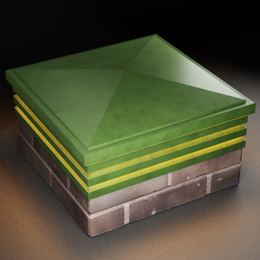 Колпак Zking Бона ХайТек Зеленый на столб 2х2 кирпича (513х513мм) с подсветкой в Самаре фото