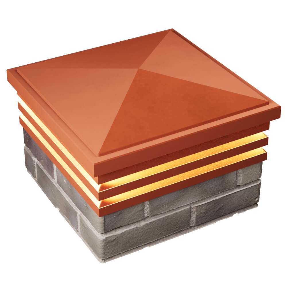 Колпак Zking Бона ХайТек Красный на столб 1.5х1.5 кирпича (385х385мм) с подсветкой в Самаре фото