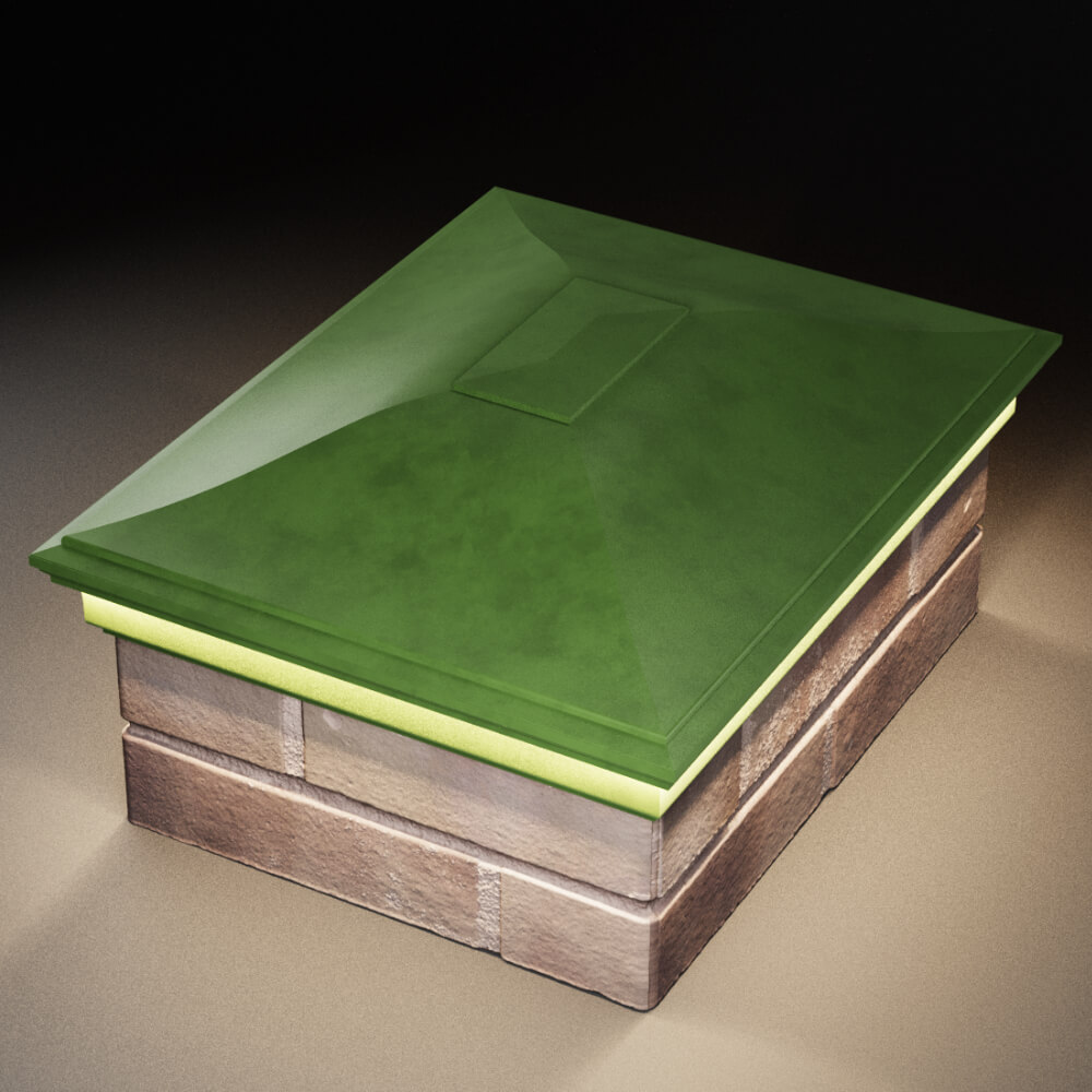 Колпак Zking Монблан Зеленый на столб 2х1.5 кирпича (515х385мм) c подсветкой в Самаре фото