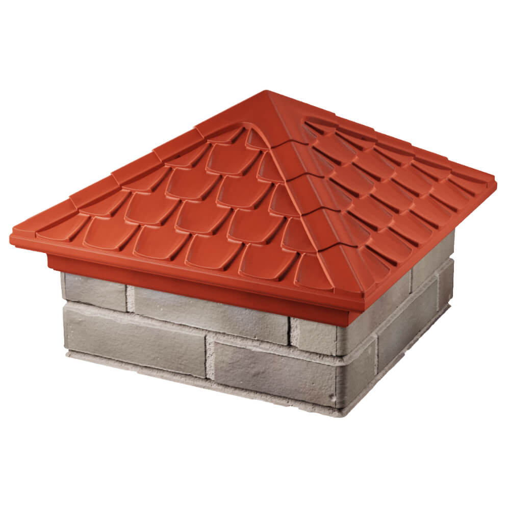 Колпак Zking Эльбрус Красный на столб 1.5х1.5 кирпича (385х385мм) в Самаре фото