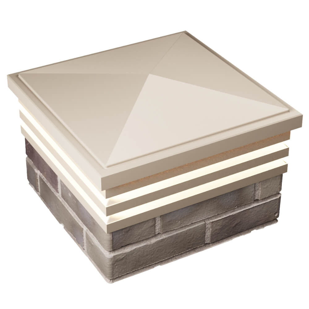 Колпак Zking Бона ХайТек Бежевый на столб 1.5х1.5 кирпича (385х385мм) с подсветкой в Самаре фото