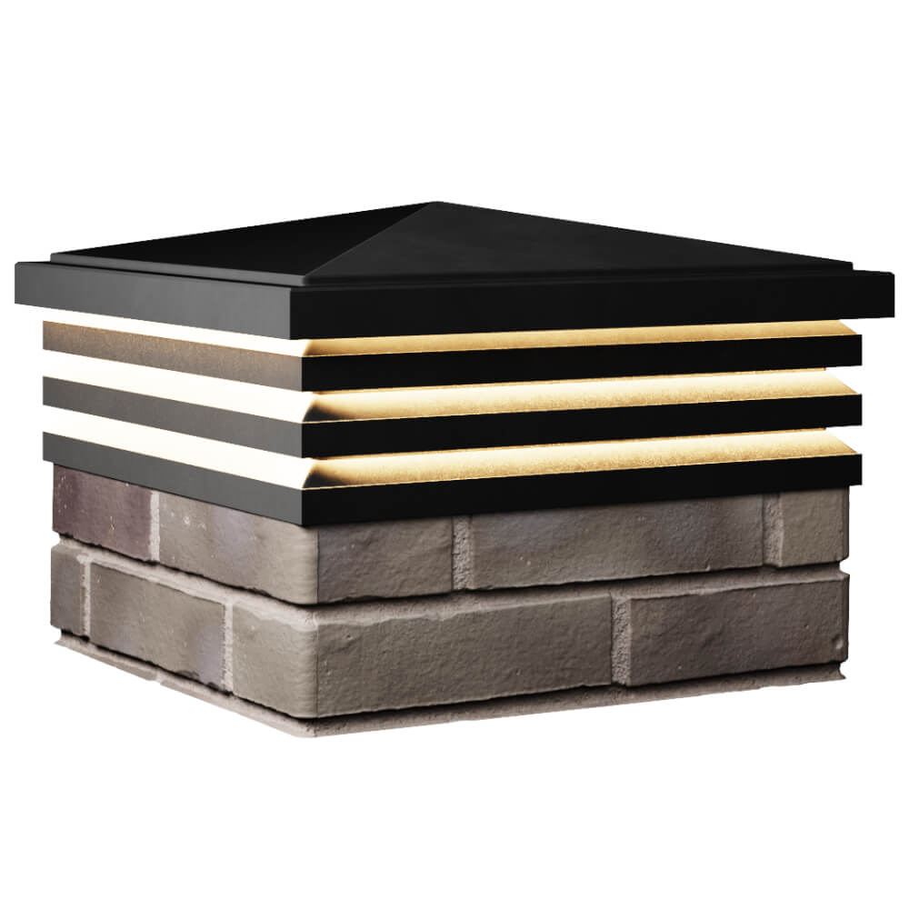 Колпак Zking Бона ХайТек Черный на столб 1.5х1.5 кирпича (385х385мм) с подсветкой в Самаре фото