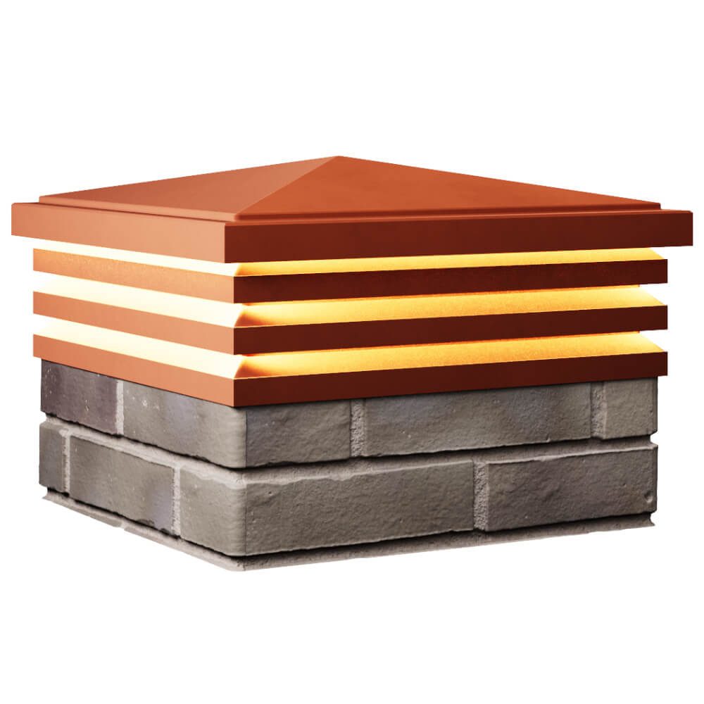 Колпак Zking Бона ХайТек Красный на столб 1.5х1.5 кирпича (385х385мм) с подсветкой в Самаре фото