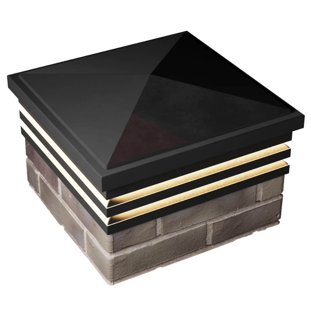 Колпак Zking Бона ХайТек Черный на столб 1.5х1.5 кирпича (385х385мм) с подсветкой в Самаре фото