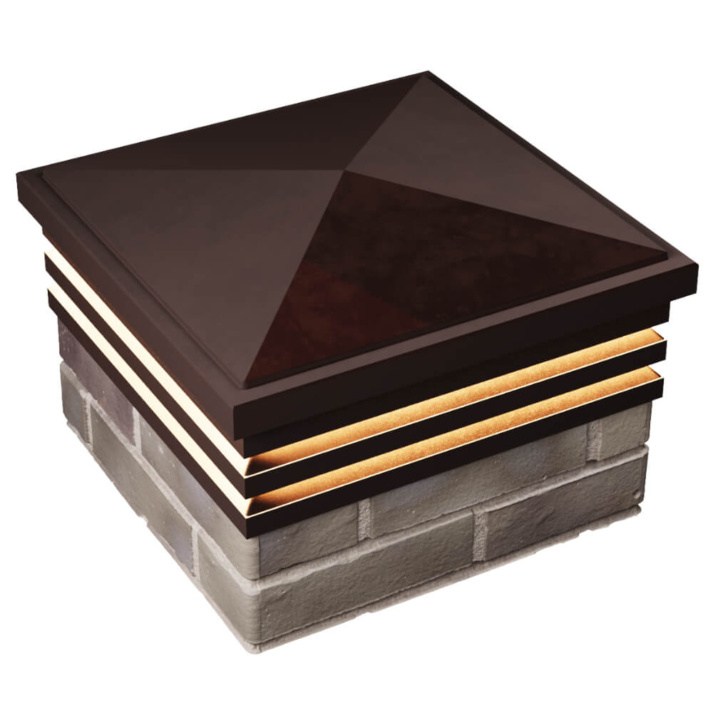 Колпак Zking Бона ХайТек Коричневый на столб 1.5х1.5 кирпича (385х385мм) с подсветкой в Самаре фото