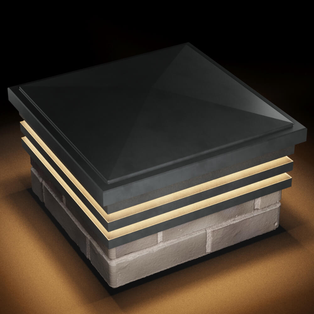 Колпак Zking Бона ХайТек Серый на столб 1.5х1.5 кирпича (385х385мм) с подсветкой в Самаре фото