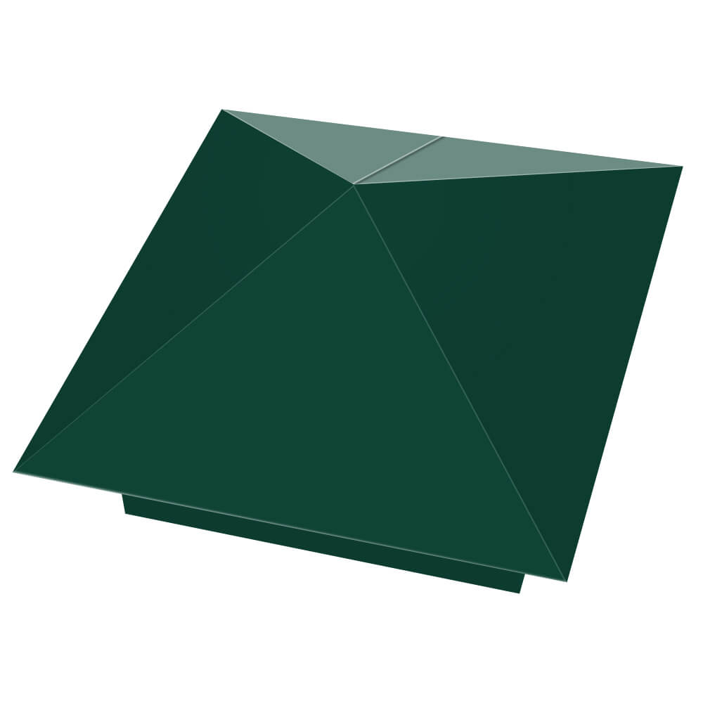 Колпак металлический 390х390мм RAL6005 Зеленый Мох заборный Самара фото