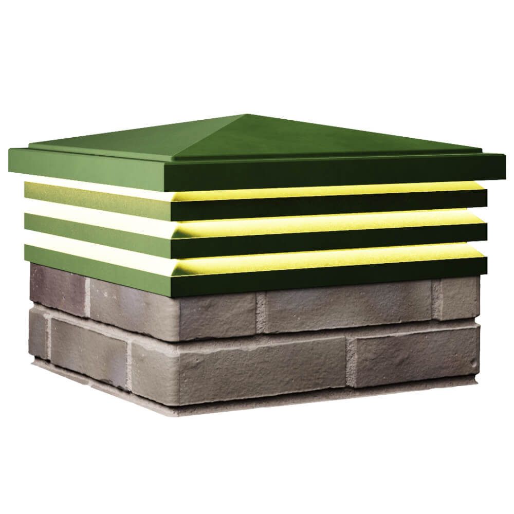 Колпак Zking Бона ХайТек Зеленый на столб 1.5х1.5 кирпича (385х385мм) с подсветкой в Самаре фото