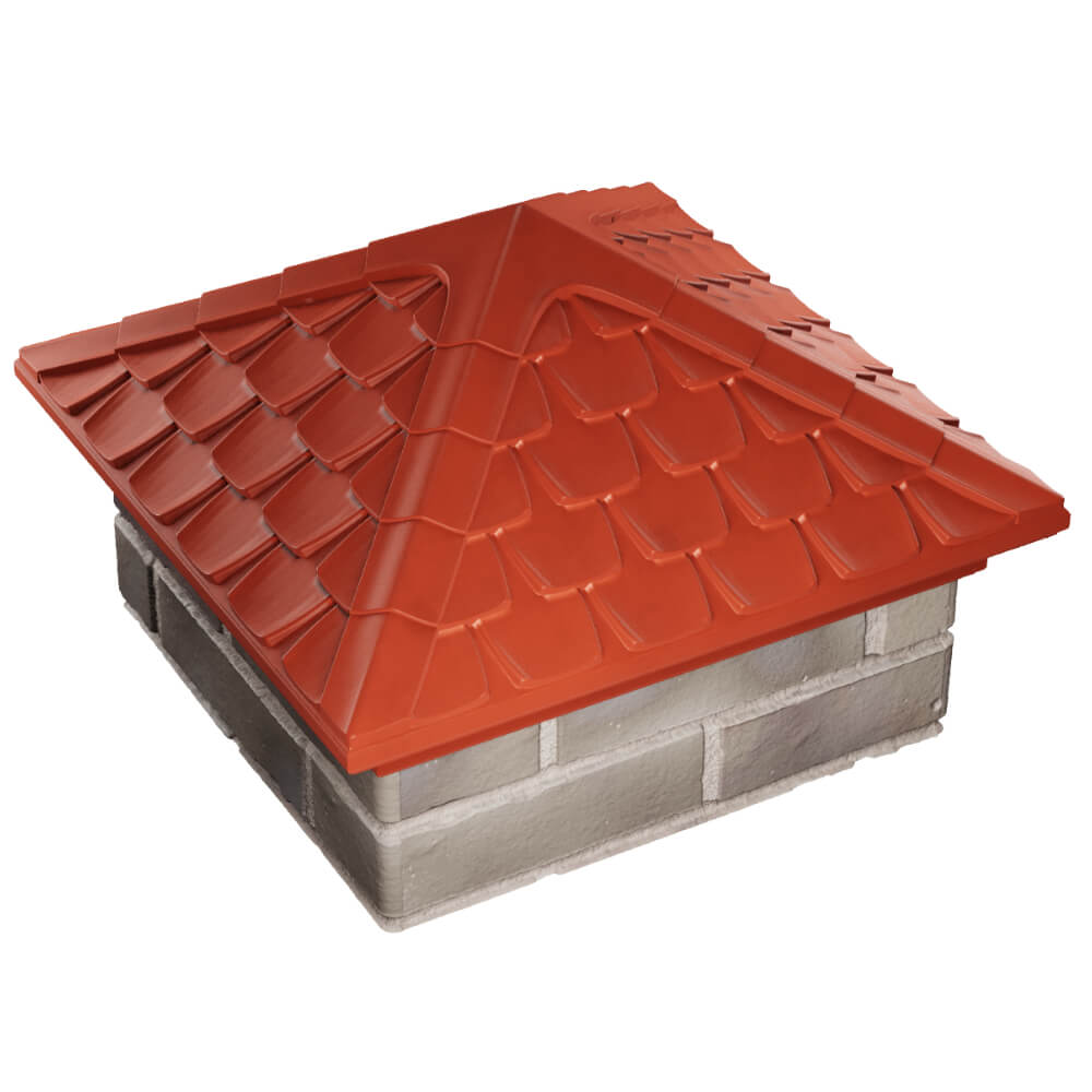 Колпак Zking Эльбрус Красный на столб 1.5х1.5 кирпича (385х385мм) в Самаре фото