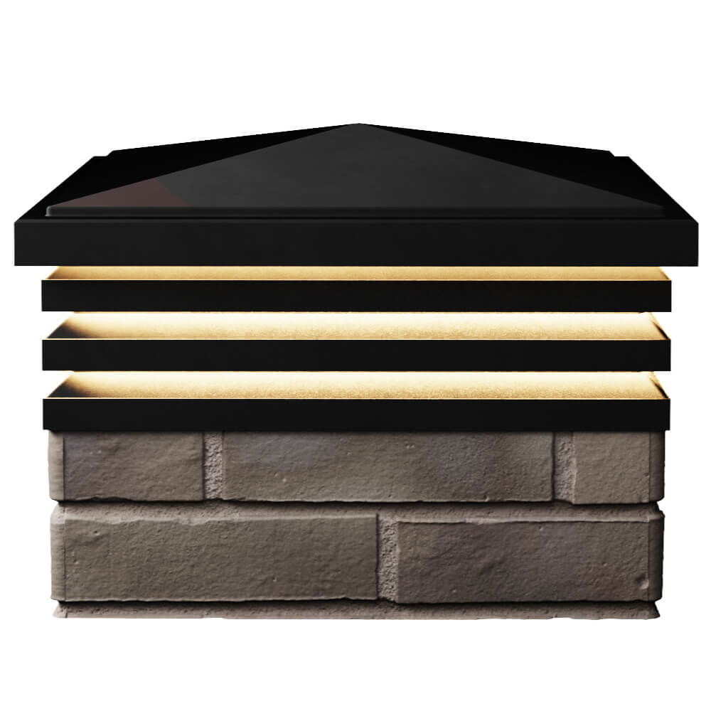 Колпак Zking Бона ХайТек Черный на столб 1.5х1.5 кирпича (385х385мм) с подсветкой в Самаре фото