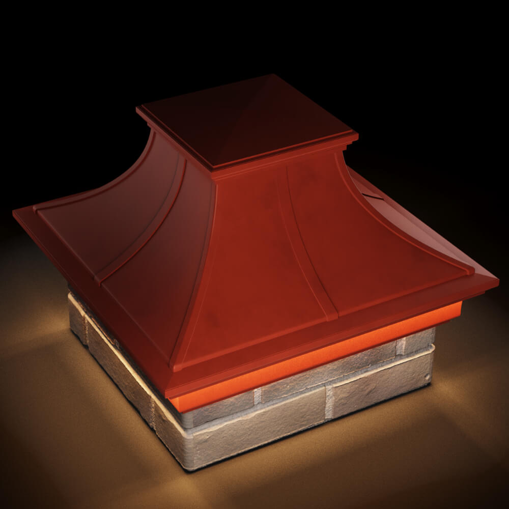 Колпак Zking Монблан Премиум Красный на столб 1.5х1.5 кирпича (385х385мм) с подсветкой в Самаре фото