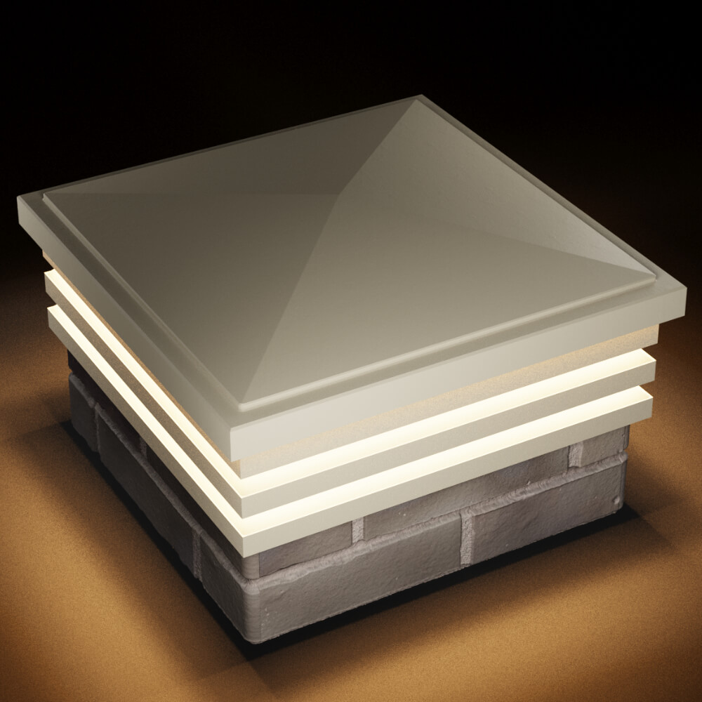 Колпак Zking Бона ХайТек Бежевый на столб 1.5х1.5 кирпича (385х385мм) с подсветкой в Самаре фото