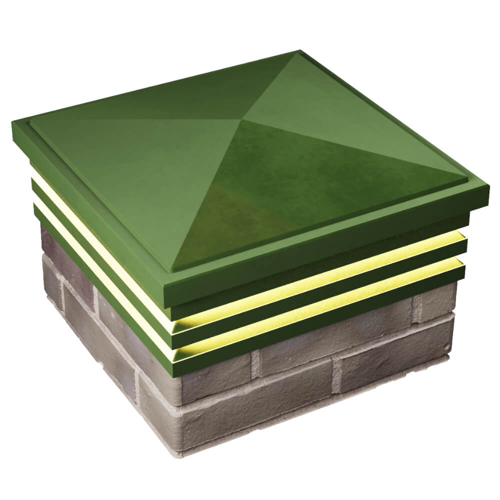 Колпак Zking Бона ХайТек Зеленый на столб 1.5х1.5 кирпича (385х385мм) с подсветкой в Самаре фото