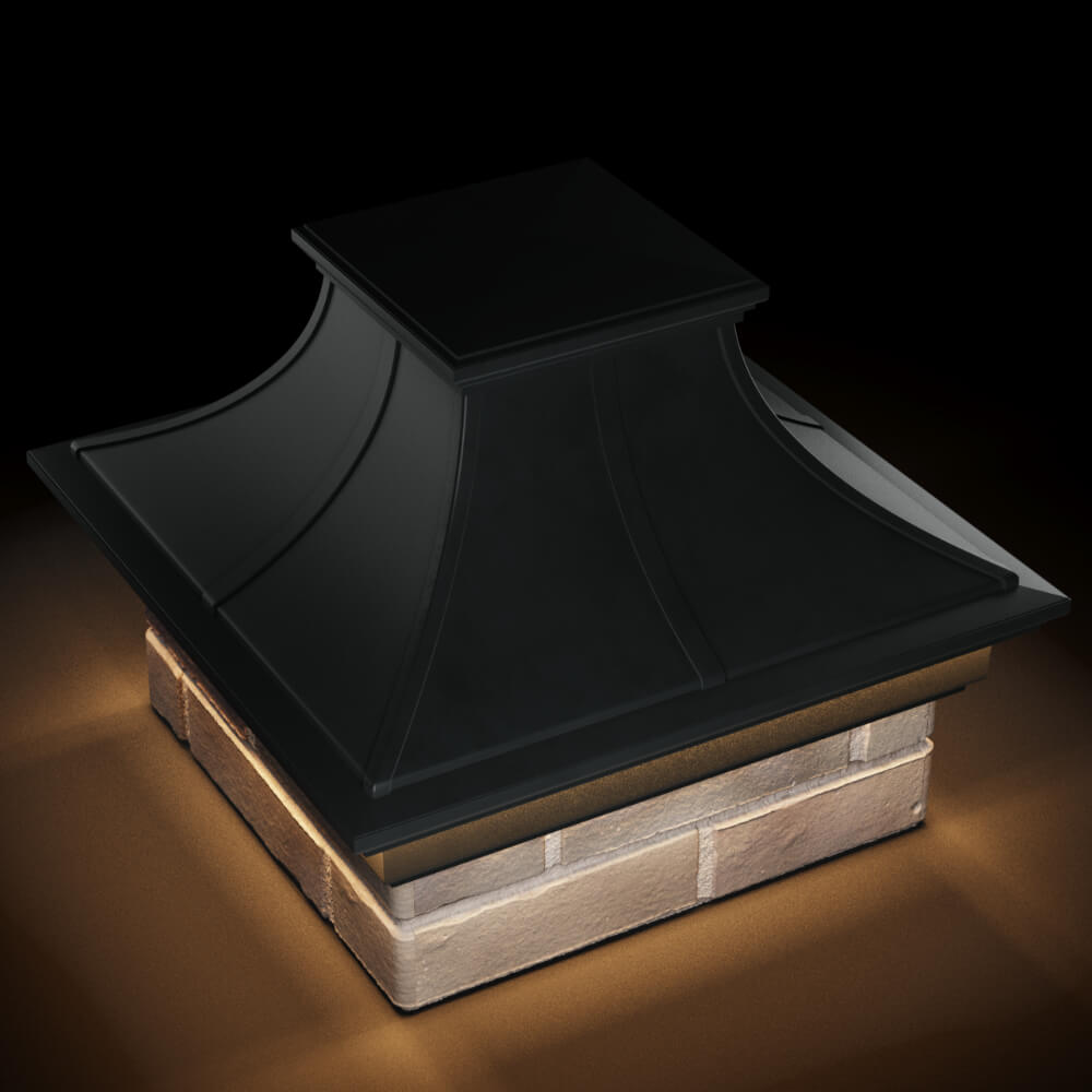 Колпак Zking Монблан Премиум Черный на столб 1.5х1.5 кирпича (385х385мм) с подсветкой в Самаре фото