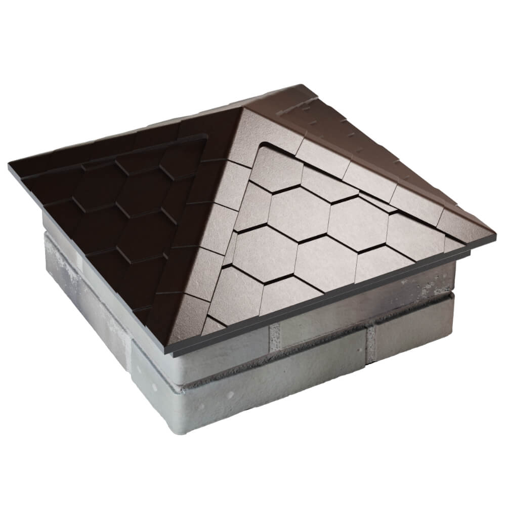 Колпак Zking Эверест Коричневый на столб 1.5х1.5 кирпича (390х390мм) в Самаре фото