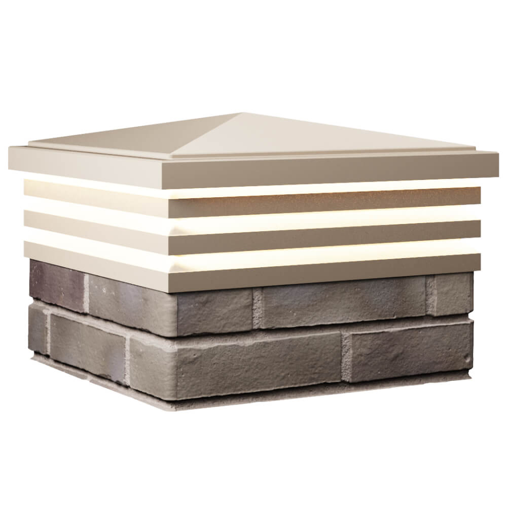 Колпак Zking Бона ХайТек Бежевый на столб 1.5х1.5 кирпича (385х385мм) с подсветкой в Самаре фото