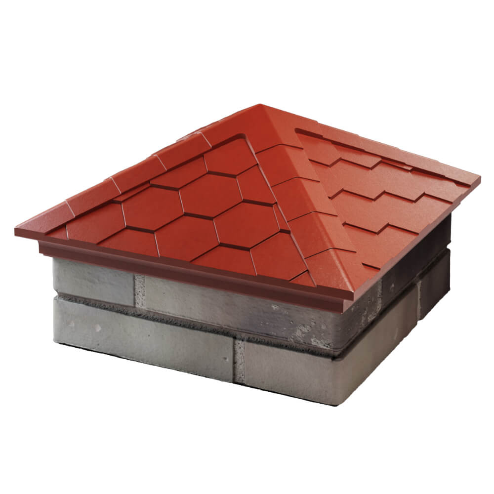 Колпак Zking Эверест Красный на столб 1.5х1.5 кирпича (390х390мм) в Самаре фото