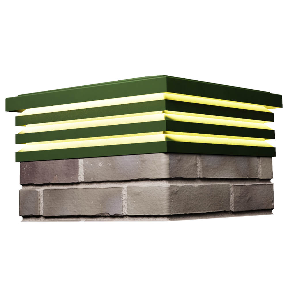 Колпак Zking Бона ХайТек Зеленый на столб 1.5х1.5 кирпича (385х385мм) с подсветкой в Самаре фото