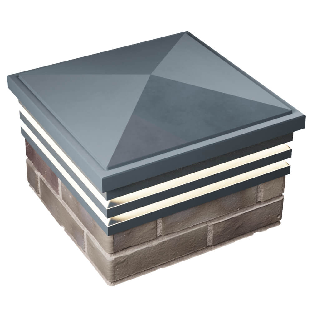 Колпак Zking Бона ХайТек Серый на столб 1.5х1.5 кирпича (385х385мм) с подсветкой в Самаре фото