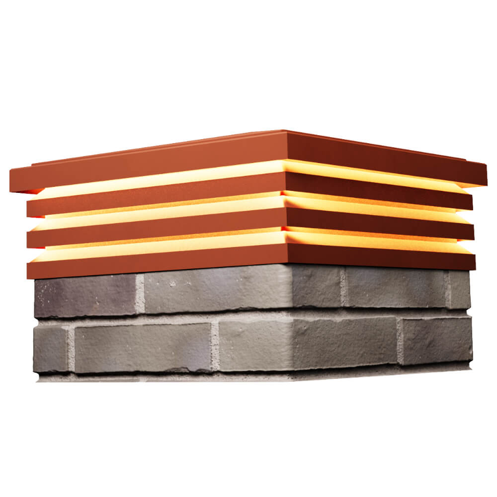 Колпак Zking Бона ХайТек Красный на столб 1.5х1.5 кирпича (385х385мм) с подсветкой в Самаре фото