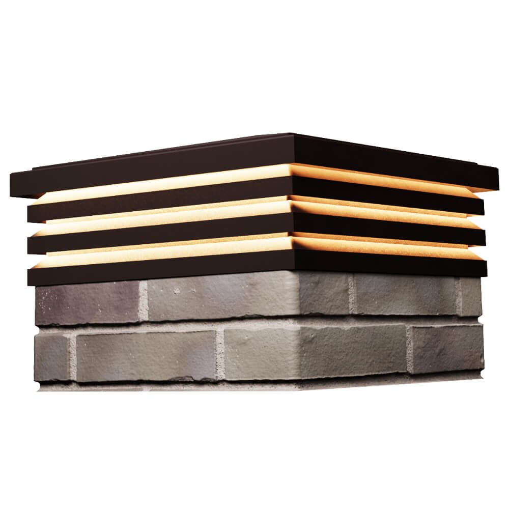 Колпак Zking Бона ХайТек Коричневый на столб 1.5х1.5 кирпича (385х385мм) с подсветкой в Самаре фото