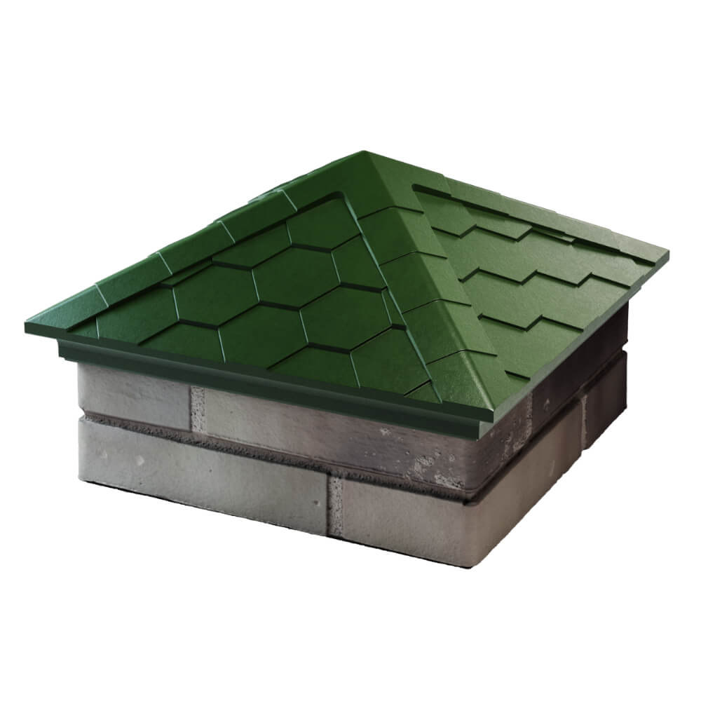 Колпак Zking Эверест Зеленый на столб 1.5х1.5 кирпича (390х390мм) в Самаре фото