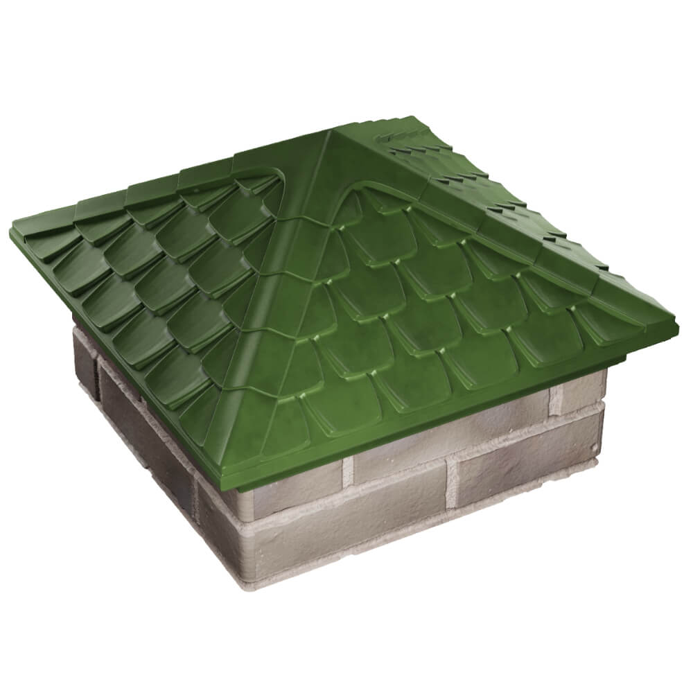 Колпак Zking Эльбрус Зеленый на столб 1.5х1.5 кирпича (385х385мм) в Самаре фото