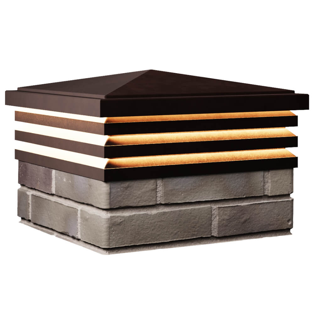 Колпак Zking Бона ХайТек Коричневый на столб 1.5х1.5 кирпича (385х385мм) с подсветкой в Самаре фото