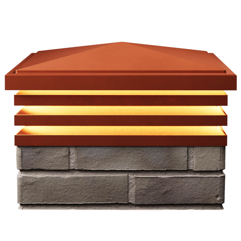 Колпак Zking Бона ХайТек Красный на столб 1.5х1.5 кирпича (385х385мм) с подсветкой в Самаре фото