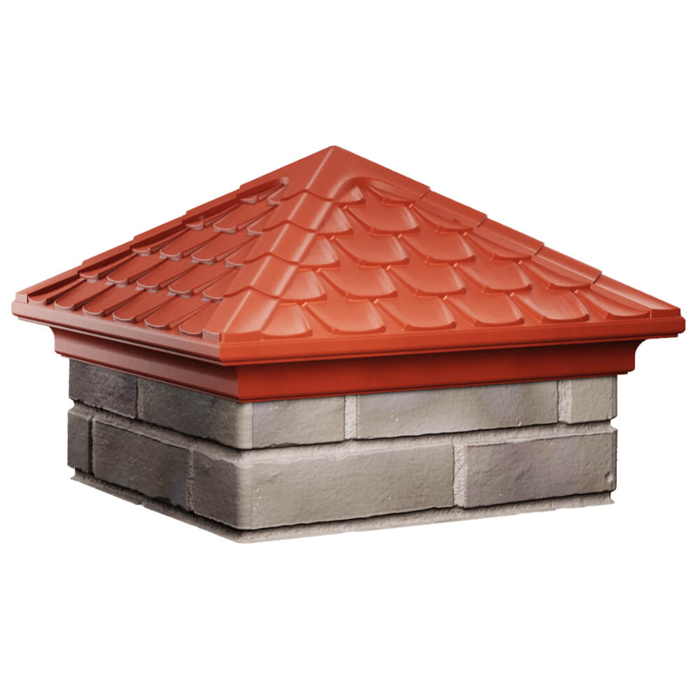 Колпак Zking Эльбрус Красный на столб 1.5х1.5 кирпича (385х385мм) в Самаре фото
