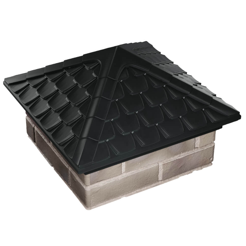 Колпак Zking Эльбрус Черный на столб 1.5х1.5 кирпича (385х385мм) в Самаре фото