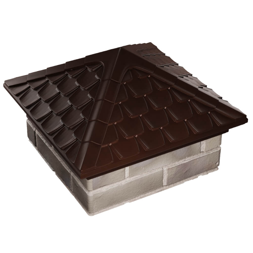 Колпак Zking Эльбрус Коричневый на столб 1.5х1.5 кирпича (385х385мм) в Самаре фото