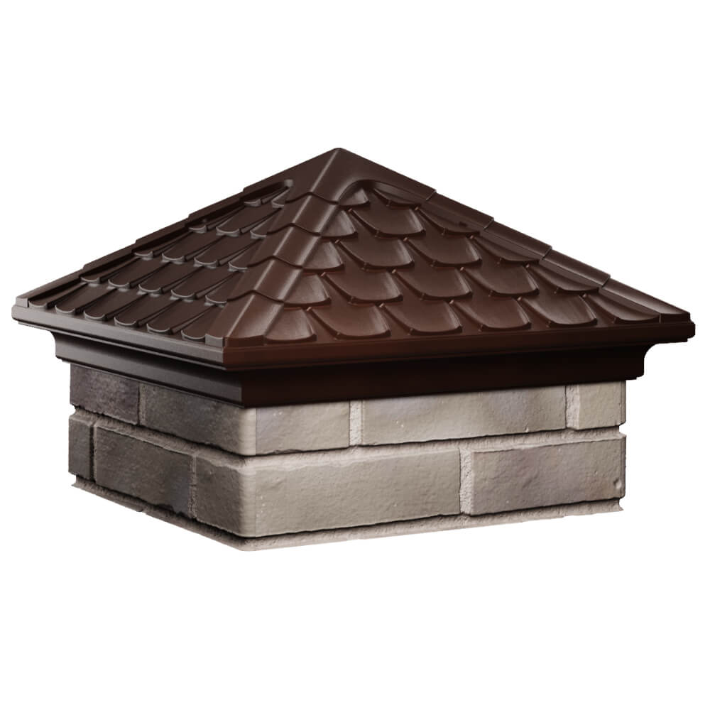 Колпак Zking Эльбрус Коричневый на столб 1.5х1.5 кирпича (385х385мм) в Самаре фото